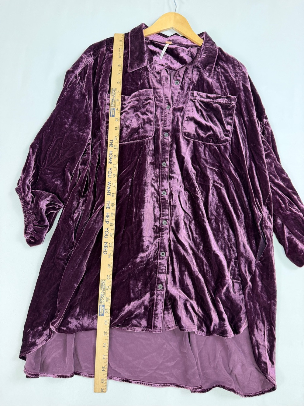 Free People Plum Velvet Oversized Tunic Shirt Small - Picture 5 of 9